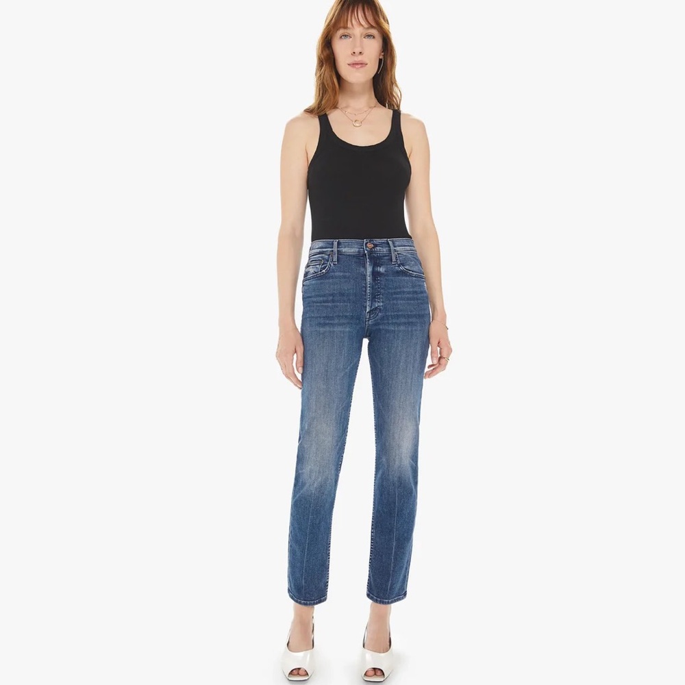 Mother Denim The Tomcat Hover Straight Leg High Rise Jean Blue size 27